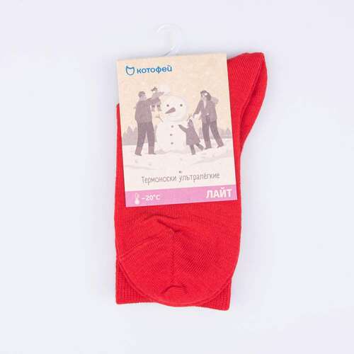 07742299-40 Тонкие термоноски Котофей Лайт красные, фото №3