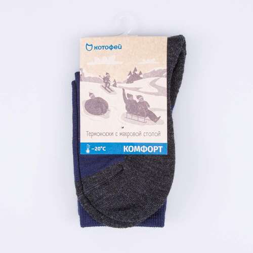 07742289-40 Термоноски Котофей Комфорт темно-синие, фото №3